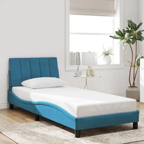 Estrutura de cama com cabeceira 90x200 cm veludo azul