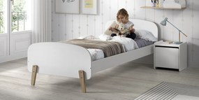 Conjunto cama infantil KIDDY (90x200) + Estrado + mesa de cabeceira Branca