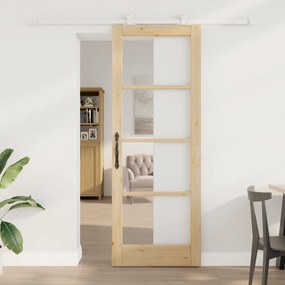 Porta Deslizante vidaXL com Conjunto de Ferragens 'ORKDAL'Madeira Maci