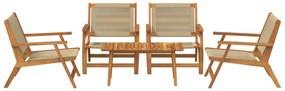 Conjunto de Jardim de 5 Peças: Cadeiras de Madeira de Acácia Bege e Me