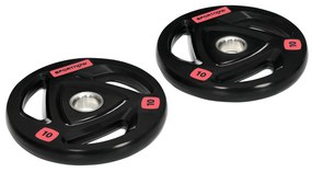 SPORTNOW Conjunto de 2 Discos de Pesos Olimpicos 10kg Ferro Fundido Placas de Peso com Orifício de 5cm Ø32x4cm Preto | Aosom Portugal