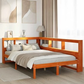 vidaXL Cama c/ estante sem colchão 120x190cm pinho maciço castanho-mel