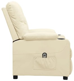 Poltrona reclinável elétrica couro artificial cor creme