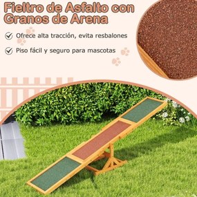 Baloiço de agilidade para cães 179 x 30 x 55 cm, com rampa antiderrapante para animais de estimação, para uso interno e externo, amarelo