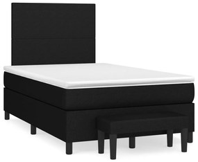 Cama boxspring com colchão 120x190 cm tecido preto