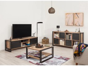 Conjunto de Mobiliário de Sala de Estar Cosmo – Pinho Atlântico/Preto