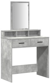 Espaço para Maquiagem com Gavetas Cinza Concreto 79x41x140 cm