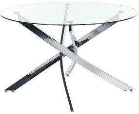 Mesa de jantar redonda com vidro temperado e pernas prateadas ⌀ 120 cm MARAMO Beliani