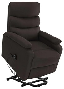 vidaXL Poltrona elevatória de massagens tecido castanho-escuro