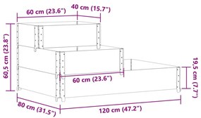 Canteiro elevado de 3 níveis 120x80 cm pinho maciço cinzento