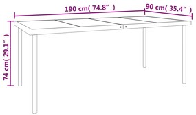 7 pcs conjunto de jantar para jardim aço e textilene preto