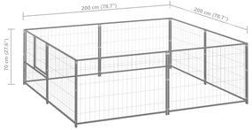 Canil para cães 4 m² aço prateado