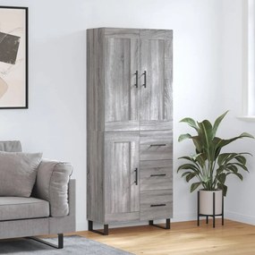 vidaXL Armário alto 69,5x34x180 cm derivados de madeira sonoma cinza
