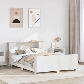 Cama sem colchão 140x190 cm madeira de pinho maciça branco