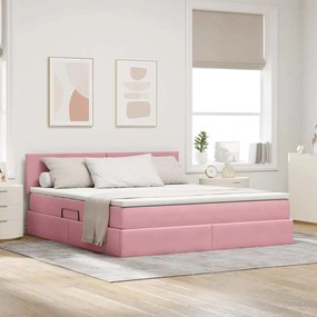 vidaXL Cama com Armazenamento com colchão Rosa 180 x 200 cm Veludo