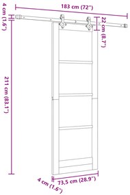 Porta Deslizante vidaXL com Conjunto de Ferragens Branca 73,5x211 cm M
