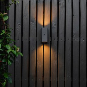 Aplique de parede cinzento 2 luzes IP44 com sensor crepuscular - Baleno