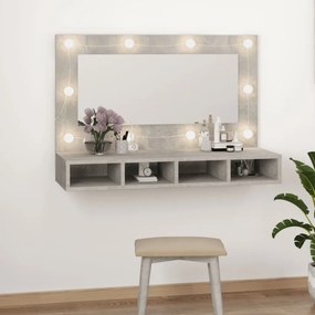 Toucador Natalie de Parede com Luzes LED - Cinzento Cimento - Design M