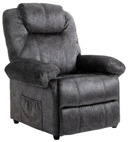 Poltrona Relax Reclinável Poltrona para Sala de Estar com Apoio para os Pés Retrátil Encosto Alto Bolso Lateral Acolchoado Grosso 96x91x108cm Preto