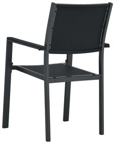 Cadeiras jardim 4 pcs plástico preto aspeto vime