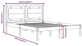 Estrutura de cama 200x200 cm madeira maciça preto