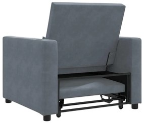 Sofá Cama Conversível 3 em 1 Cinza Escuro Veludo