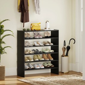 Estante para Sapatos Empilhável, 78 x 30 x 89 cm, 6 Prateleiras, Preto
