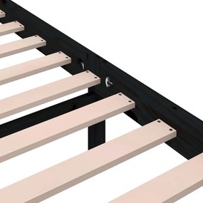 Estrutura de cama 140x190 cm madeira maciça preto
