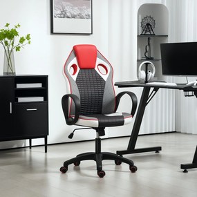 Cadeira Gaming com Altura Ajustável Cadeira Gamer em PU e Malha Transp