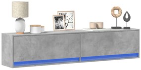 vidaXL Móvel de parede p/ TV c/ luzes LED 180x31x38 cm cinza cimento