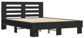 Estrutura de cama 135x190 cm derivados de madeira/metal preto