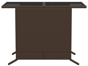 3 pcs conjunto bistrô com almofadões vime PE castanho