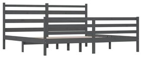 Estrutura de cama 200x200 cm pinho maciço cinzento