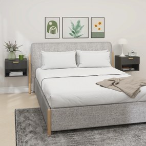 Conjunto de 2 mesas de cabeceira suspensas  40 x 34 x 29 cm, mesas de cabeceira de parede com gaveta e compartimentos abertos, estilo moderno, preto