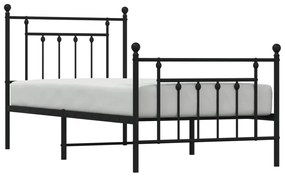 Estrutura de cama com cabeceira e pés 80x200 cm metal preto