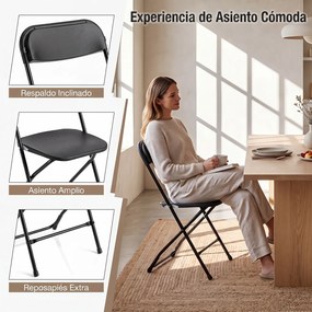 Conjunto de 4 Cadeiras de Jantar Dobráveis (MESA NÃO INCLUIDA), 44 x 49 x 80 cm, Encosto Inclinado, Preto
