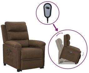 vidaXL Poltrona elevatória tecido castanho