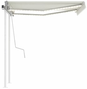 Toldo retrátil manual com LED 3,5x2,5 m cor creme