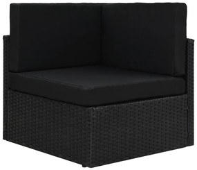 5 pcs conjunto lounge de jardim c/ almofadões vime PE preto