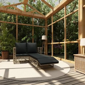 vidaXL 2 pcs conjunto lounge de jardim c/ almofadões vime PE cinzento