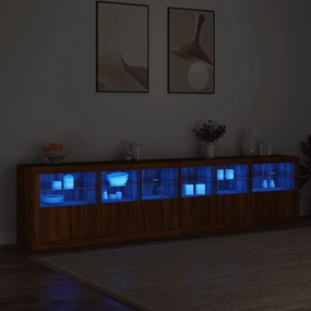 Aparador com luzes LED 283x37x67 cm carvalho castanho