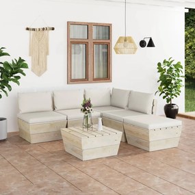 vidaXL 6 pcs conjunto lounge de paletes + almofadões madeira de abeto
