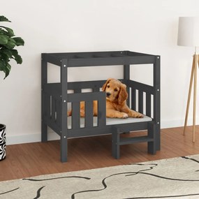 Cama para cães 75,5x63,5x70 cm madeira de pinho maciça cinza