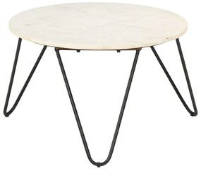 Mesa centro 65x65x42cm pedra genuína textura mármore branco