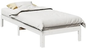 Cama sem colchão 90x200 cm madeira de pinho maciça branco