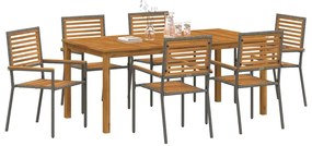 Conjunto de Jantar de Jardim 7 pcs Cinzeto 180 x 90 x 75 cm