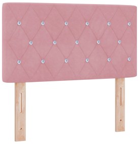 Cama Box Spring com Colchão Rosa 80x200 cm Veludo