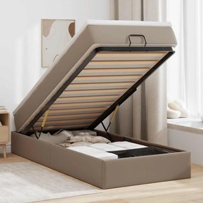vidaXL Estrutura de cama otomana com colchão cappucino 90x200 cm