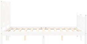 Cama sem colchão 140x190 cm madeira de pinho maciça branco