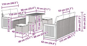 Conjunto de Sofá de Jardim vidaXL de 8 Peças com Almofadas Bege Rattan